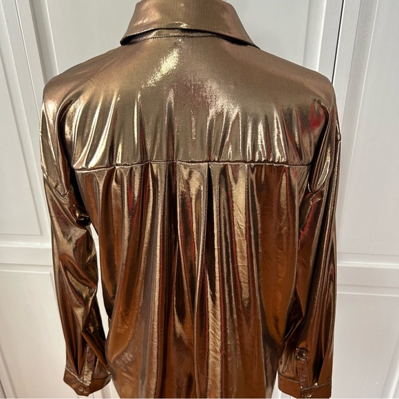 Anthropologie Shine  Gold Button Down Shirt  L - Picture 16 of 16